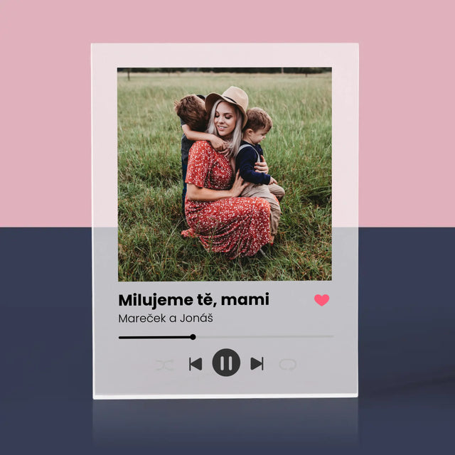 Fotka A Textem: Milujeme Tě, Mami - Akrylový Blok