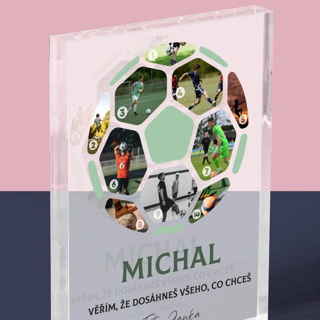Fotokoláž: Fotbalová Fotografická Koláž - Akrylový Blok