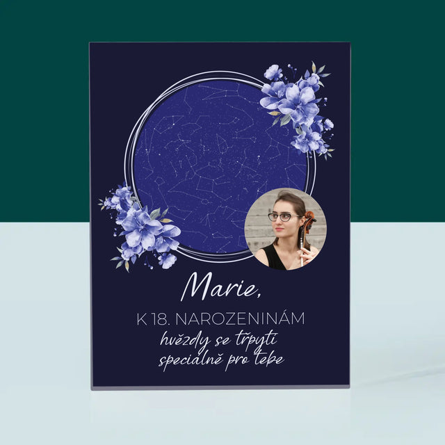 Hvězdná Mapa: Hvězdná Mapa: Hvězdy Se Třpytí - Akrylový Blok