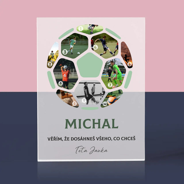 Fotokoláž: Fotbalová Fotografická Koláž - Akrylový Blok