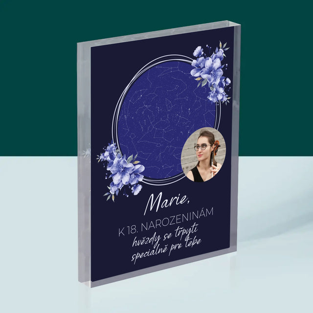 Hvězdná Mapa: Hvězdná Mapa: Hvězdy Se Třpytí - Akrylový Blok