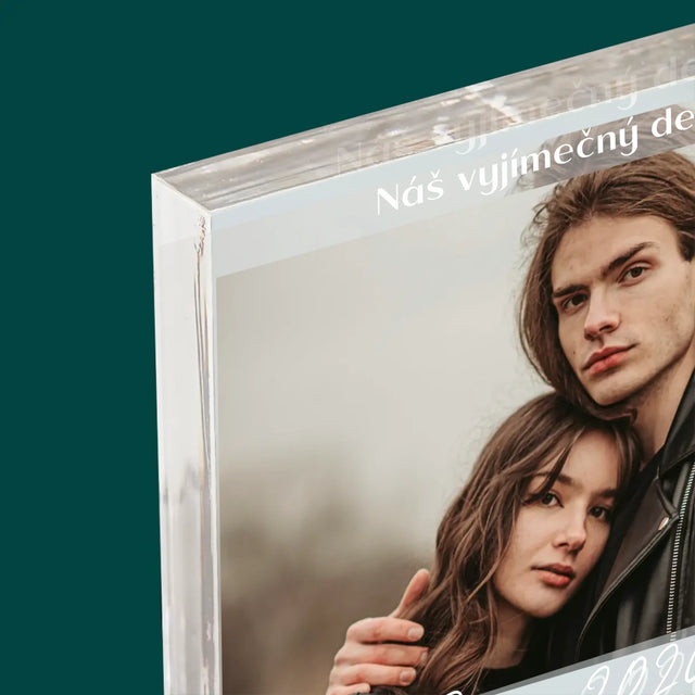Fotka A Textem: Náš Vyjímečný Den - Akrylový Blok
