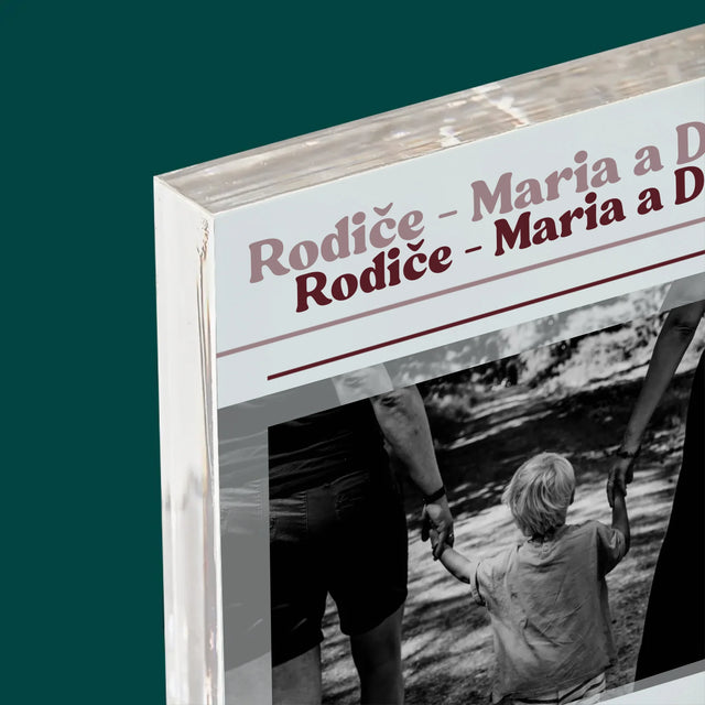 Fotka A Textem: Rodiče - Definice Jejich Lásky - Akrylový Blok
