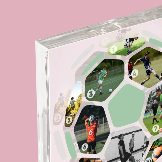 Fotokoláž: Fotbalová Fotografická Koláž - Akrylový Blok