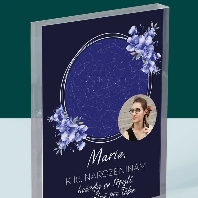 Hvězdná Mapa: Hvězdná Mapa: Hvězdy Se Třpytí - Akrylový Blok