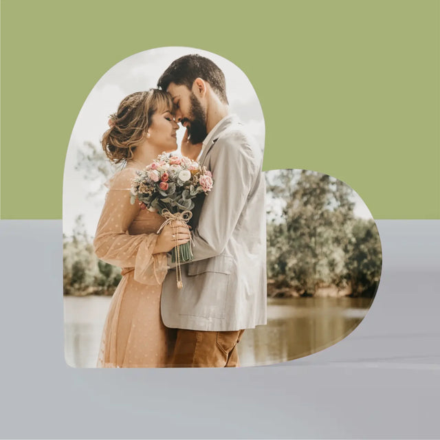 Fotka A Textem: Tvoje Fotka - Akrylový Blok Srdce