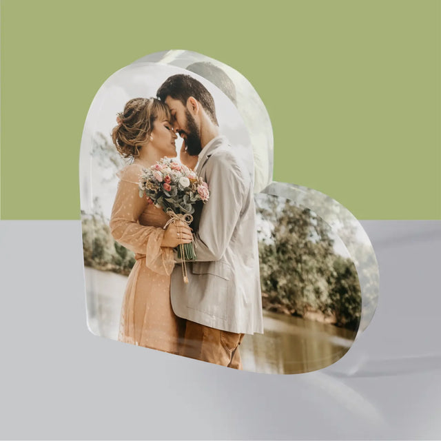 Fotka A Textem: Tvoje Fotka - Akrylový Blok Srdce