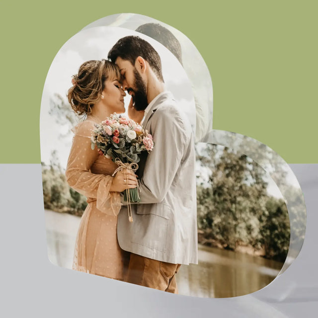 Fotka A Textem: Tvoje Fotka - Akrylový Blok Srdce