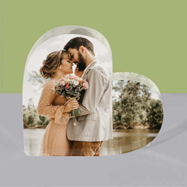 Fotka A Textem: Tvoje Fotka - Akrylový Blok Srdce