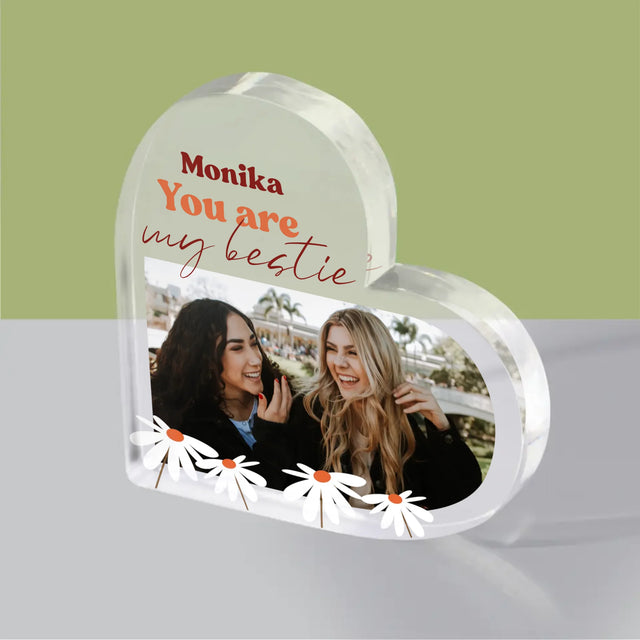 Fotokoláž: Fotky Besties - Akrylový Blok Srdce