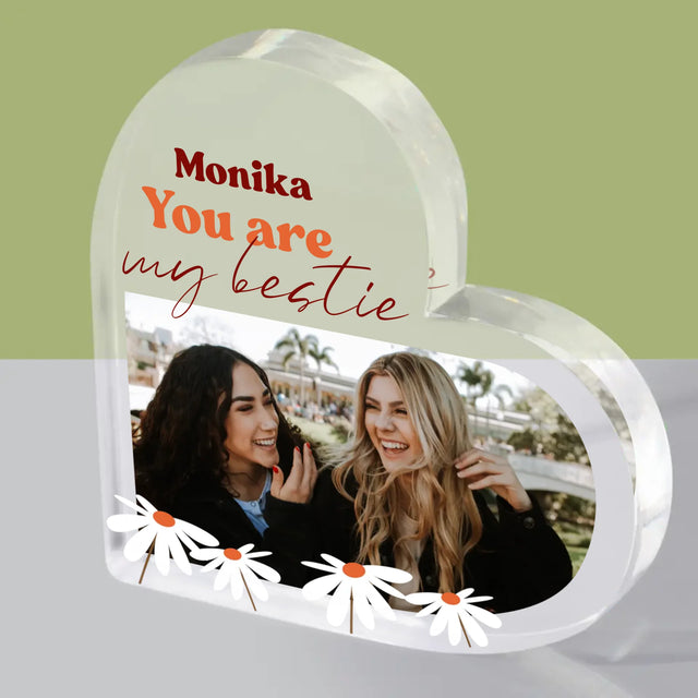 Fotokoláž: Fotky Besties - Akrylový Blok Srdce