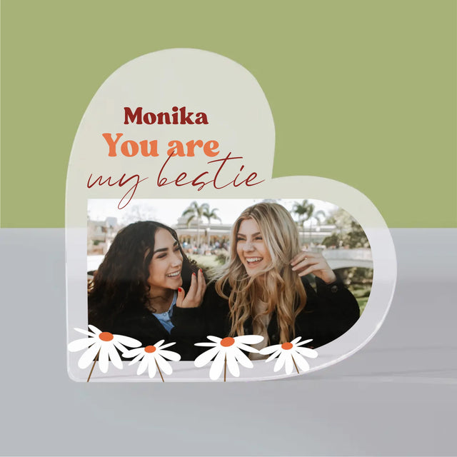 Fotokoláž: Fotky Besties - Akrylový Blok Srdce