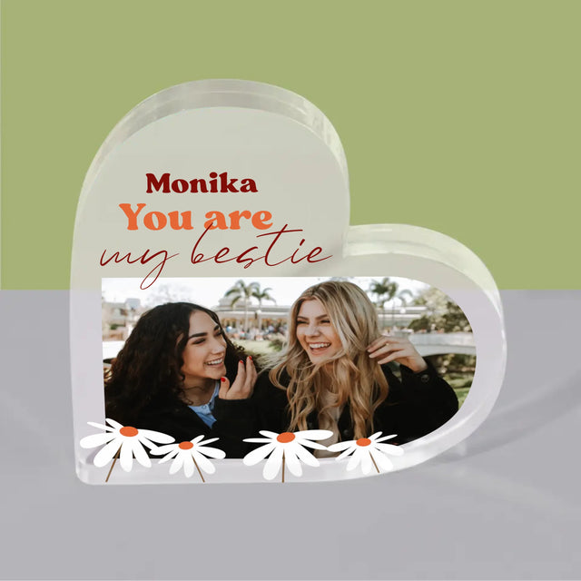 Fotokoláž: Fotky Besties - Akrylový Blok Srdce