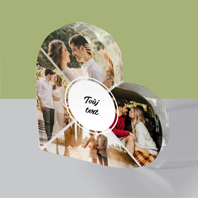 Fotokoláž: 4 Fotky A Nápis - Akrylový Blok Srdce