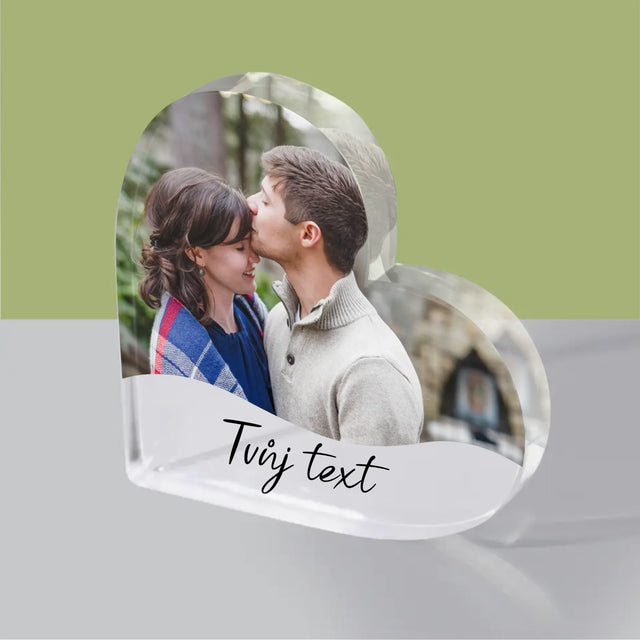 Fotka A Textem: Tvoje Fotka A Textem - Akrylový Blok Srdce