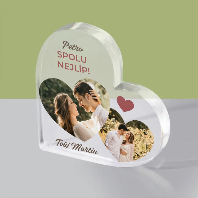 Fotokoláž: Spolu Nejlíp Koláž Z Fotografií - Akrylový Blok Srdce