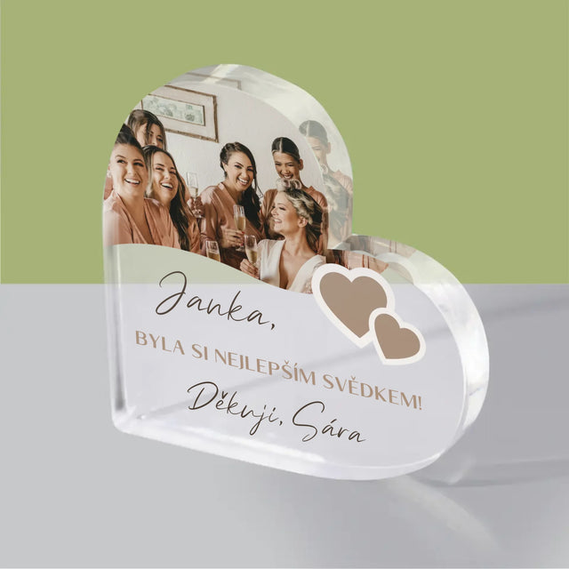 Fotokoláž: Děkovná Koláž Pro Svědka - Akrylový Blok Srdce