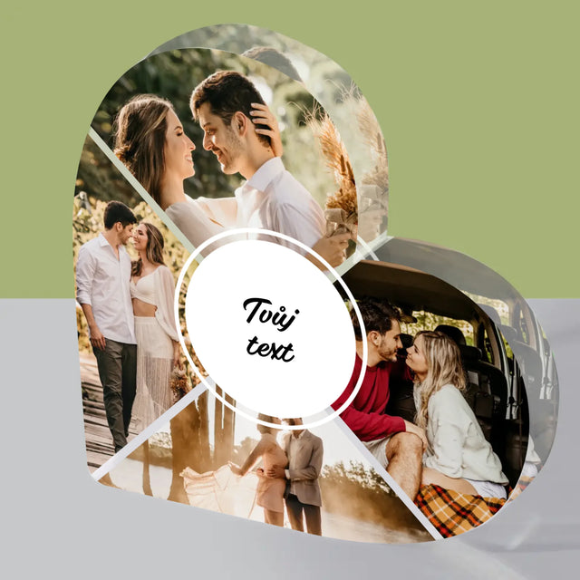 Fotokoláž: 4 Fotky A Nápis - Akrylový Blok Srdce