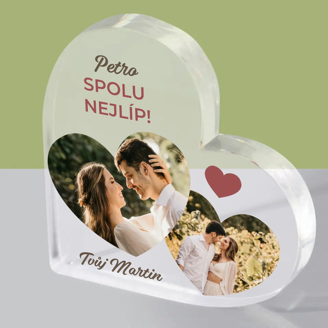 Fotokoláž: Spolu Nejlíp Koláž Z Fotografií - Akrylový Blok Srdce