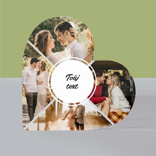 Fotokoláž: 4 Fotky A Nápis - Akrylový Blok Srdce