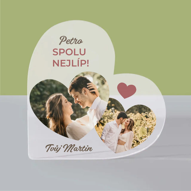 Fotokoláž: Spolu Nejlíp Koláž Z Fotografií - Akrylový Blok Srdce