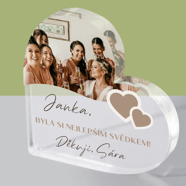Fotokoláž: Děkovná Koláž Pro Svědka - Akrylový Blok Srdce