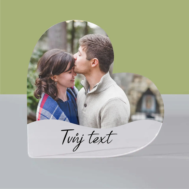 Fotka A Textem: Tvoje Fotka A Textem - Akrylový Blok Srdce