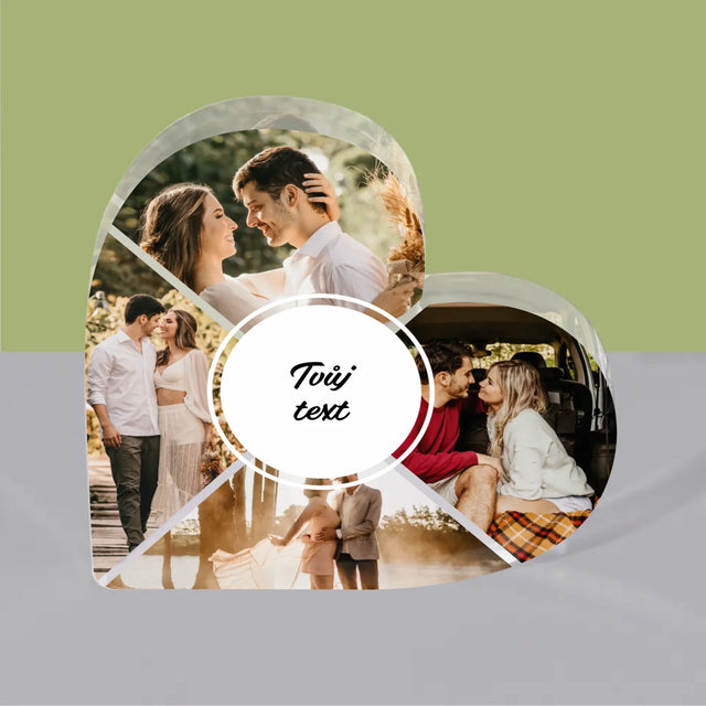 Fotokoláž: 4 Fotky A Nápis - Akrylový Blok Srdce