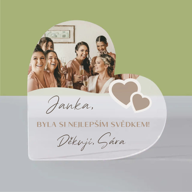 Fotokoláž: Děkovná Koláž Pro Svědka - Akrylový Blok Srdce