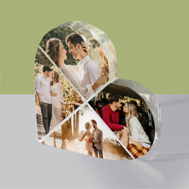 Fotokoláž: 4 Fotky - Akrylový Blok Srdce