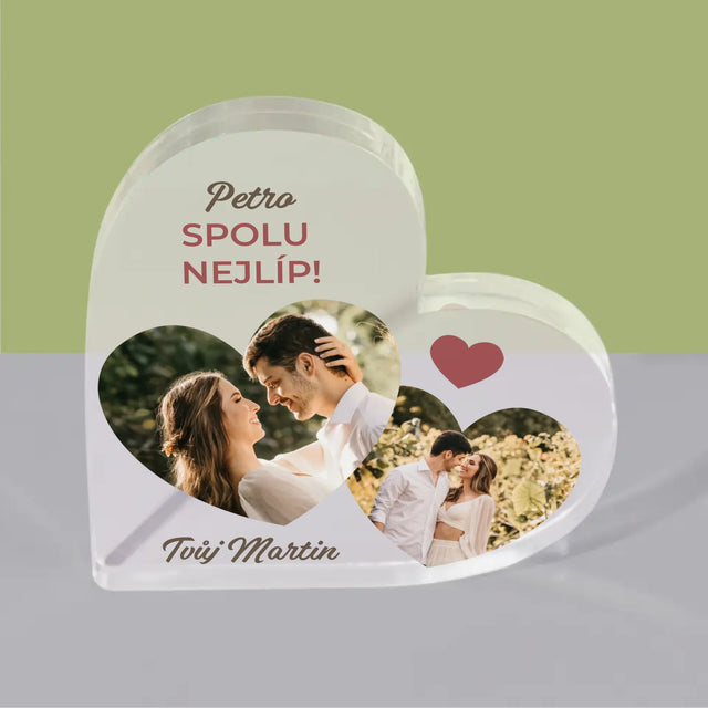 Fotokoláž: Spolu Nejlíp Koláž Z Fotografií - Akrylový Blok Srdce