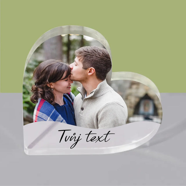 Fotka A Textem: Tvoje Fotka A Textem - Akrylový Blok Srdce