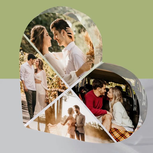 Fotokoláž: 4 Fotky - Akrylový Blok Srdce