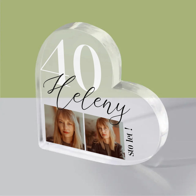 Fotka A Textem: 40. Narozeniny - Akrylový Blok Srdce