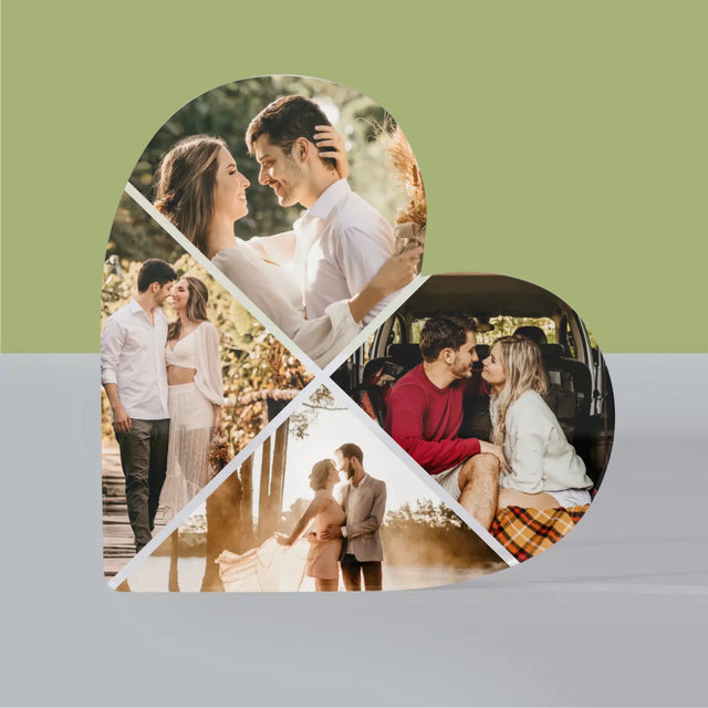 Fotokoláž: 4 Fotky - Akrylový Blok Srdce