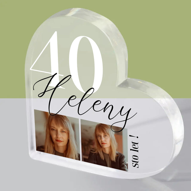 Fotka A Textem: 40. Narozeniny - Akrylový Blok Srdce