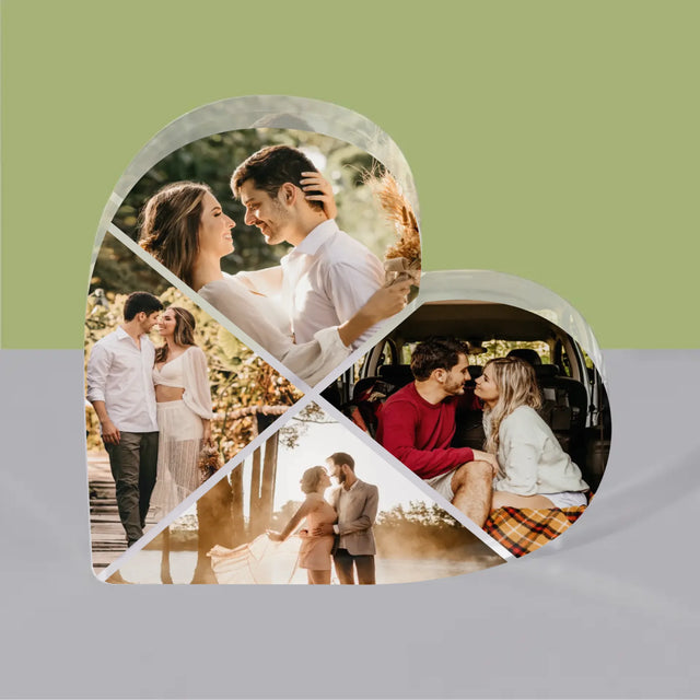 Fotokoláž: 4 Fotky - Akrylový Blok Srdce