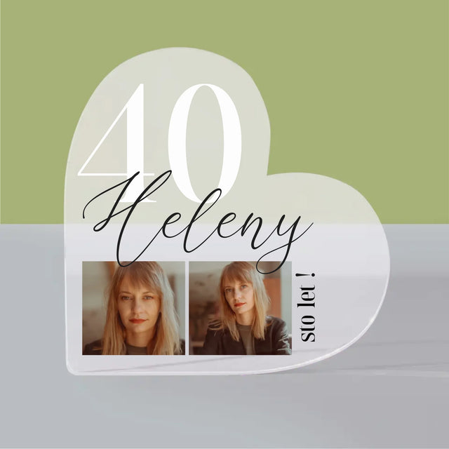 Fotka A Textem: 40. Narozeniny - Akrylový Blok Srdce