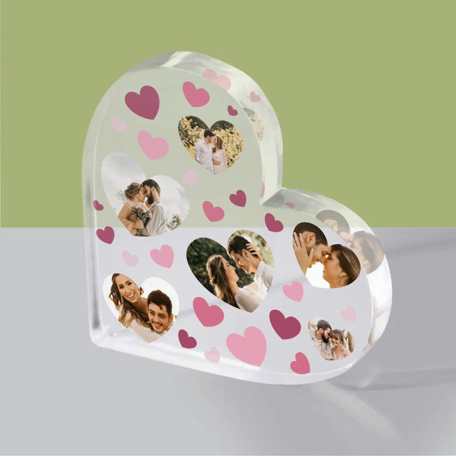 Fotokoláž: Srdce Fotka - Akrylový Blok Srdce