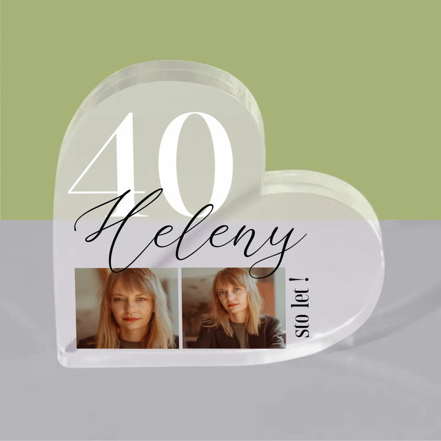 Fotka A Textem: 40. Narozeniny - Akrylový Blok Srdce