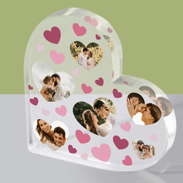 Fotokoláž: Srdce Fotka - Akrylový Blok Srdce