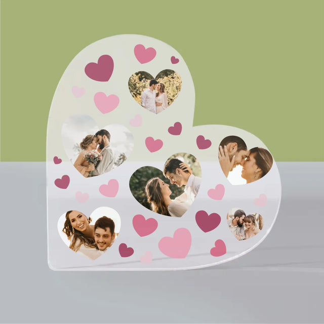 Fotokoláž: Srdce Fotka - Akrylový Blok Srdce