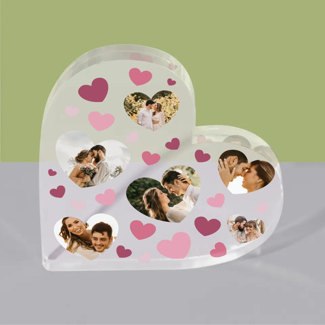 Fotokoláž: Srdce Fotka - Akrylový Blok Srdce
