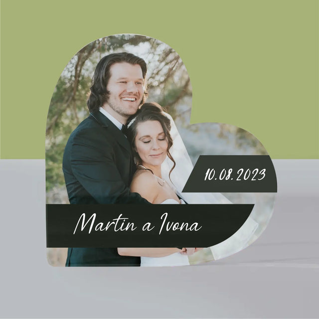 Fotka A Textem: Svatební Fotografie - Akrylový Blok Srdce