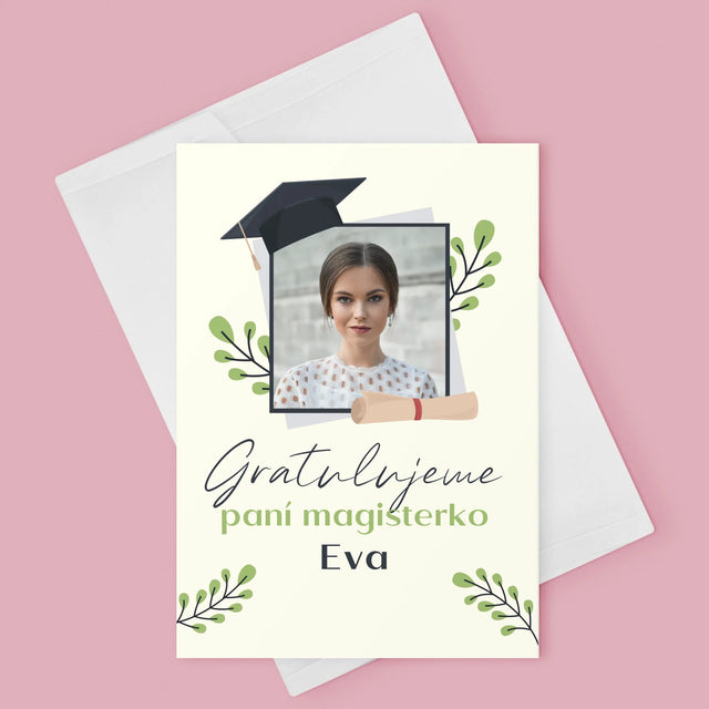 Fotka A Textem: Gratulujeme Paní Magisterko - Přání