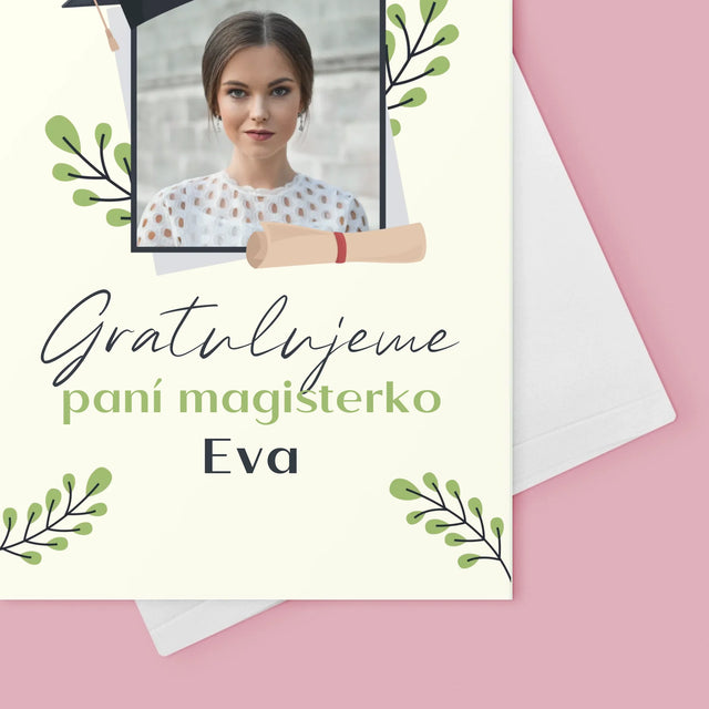 Fotka A Textem: Gratulujeme Paní Magisterko - Přání