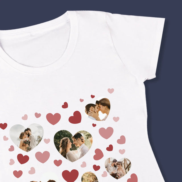 Fotokoláž: Srdce Fotka - Damské Tričko