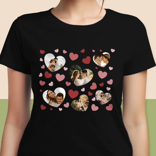 Fotokoláž: Srdce Fotka - Damské Tričko