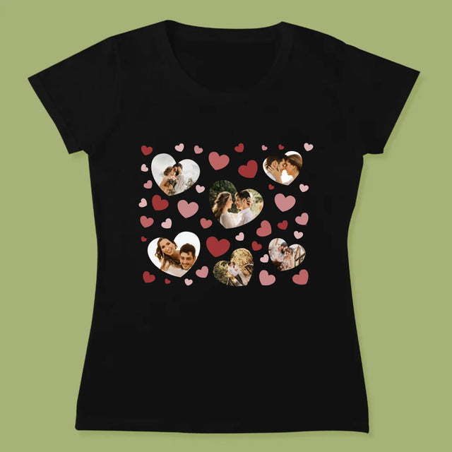 Fotokoláž: Srdce Fotka - Damské Tričko