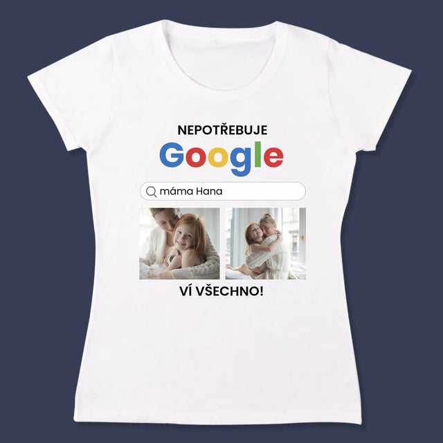 Fotokoláž: Nepotřebuji Google - Damské Tričko